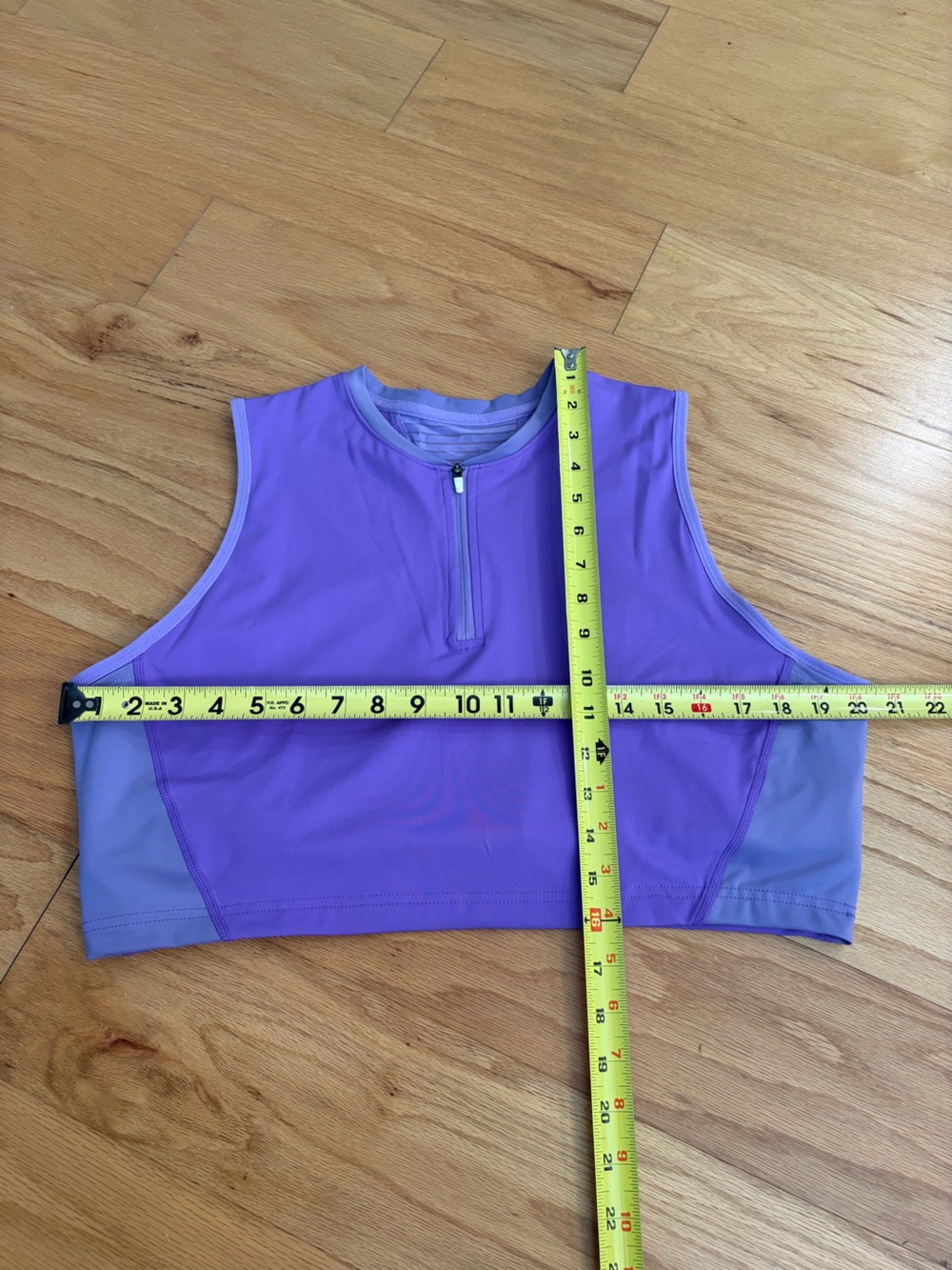 Nike Pro Dri-FIT Cropped Tank Top XXL | 1/2 Zip | Built-In Bra Purple - Picture 6 of 12